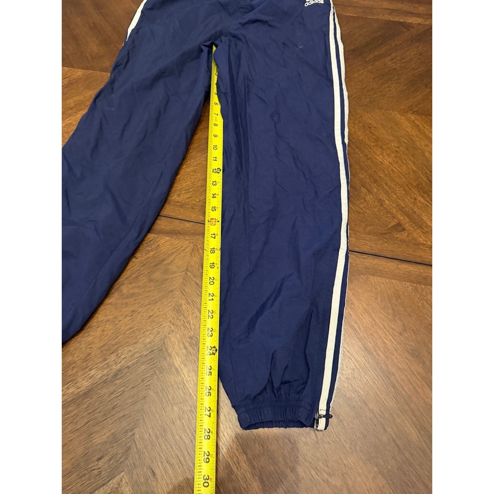 Adidas Vintage Navy Blue 3 Stripe Windbreaker Track Pants Mens Medium - Picture 6 of 8